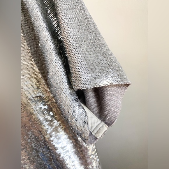 IRO Silver Sequin Mini Dress Shift Disco Party Sparkle Cocktail NYE Holiday S - Picture 10 of 12